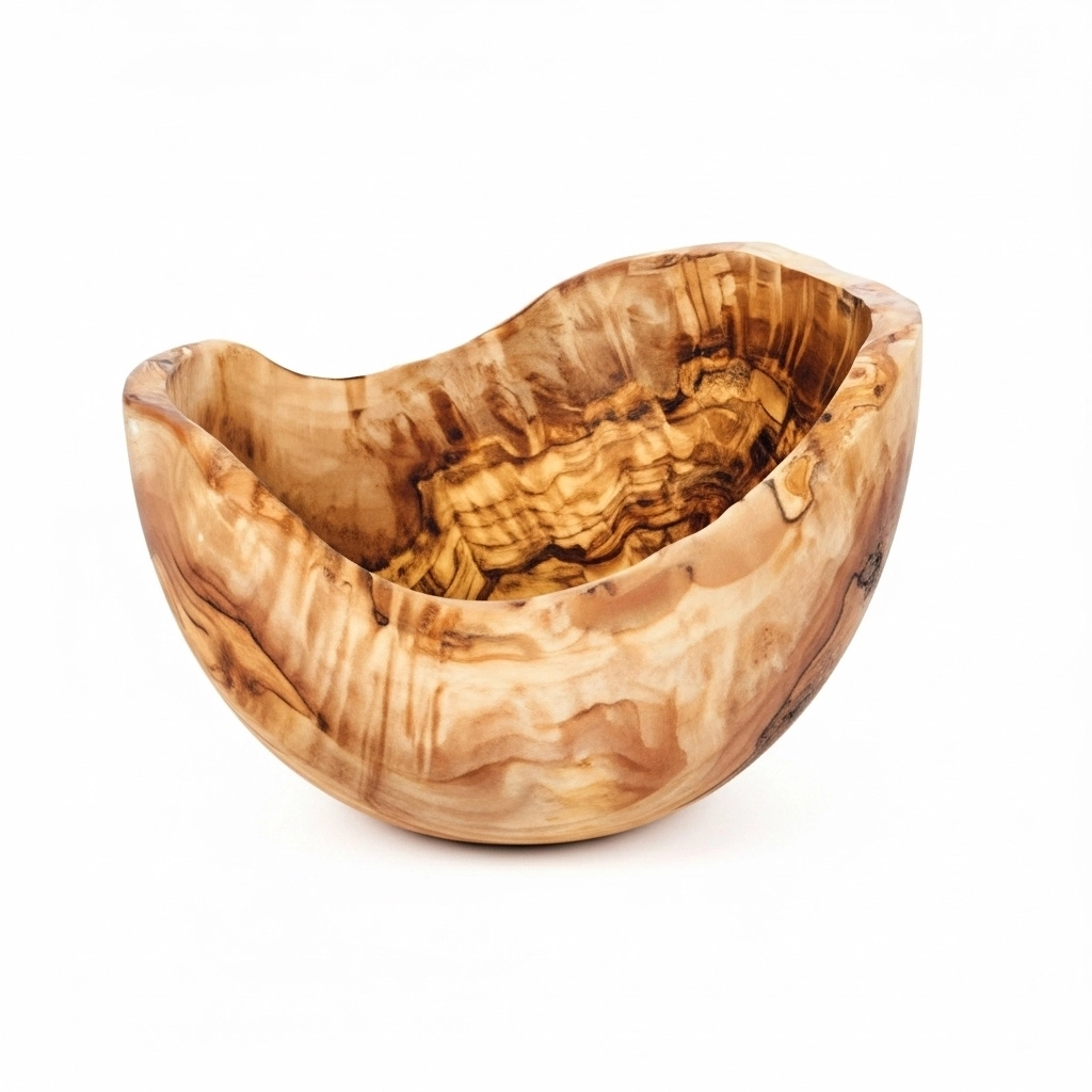 Olive Wood Bowl B03 – وعاء خشب زيتون مصنوع يدويًا