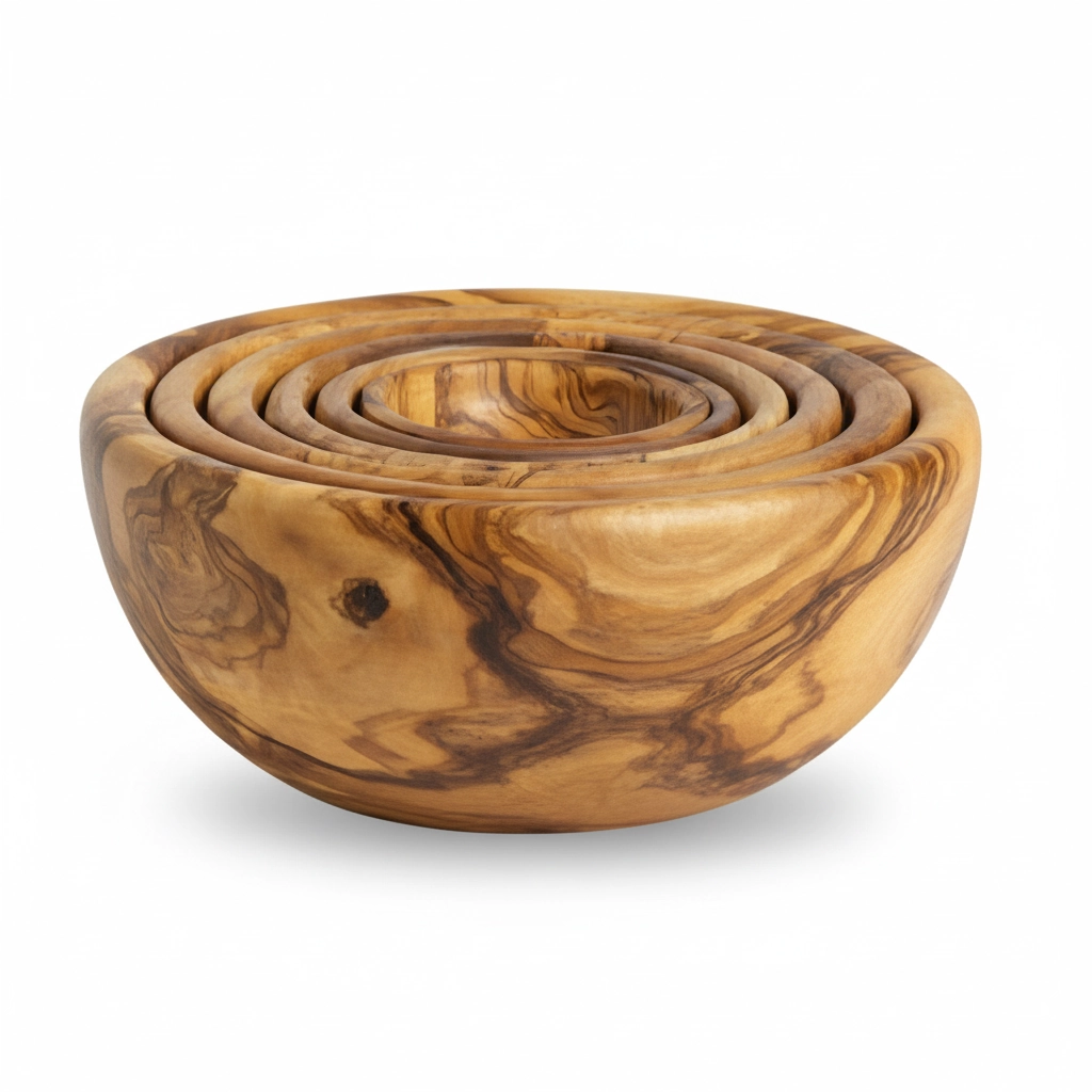 Olive Wood Bowl B06 – وعاء خشب زيتون مصنوع يدويًا