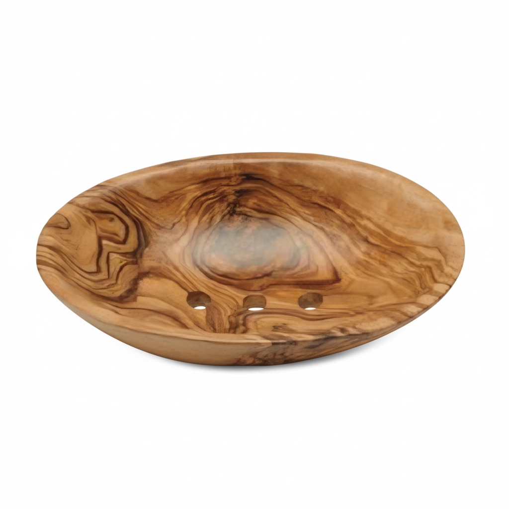 Olive Wood Butter Dish BD01 – (صناعة يدوية)طبق زبدة من خشب الزيتون