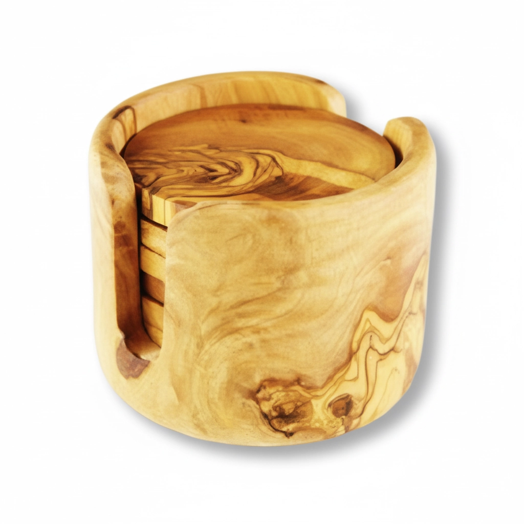 Olive Wood Coaster C03 – (صناعة يدوية)قاعدة أكواب من خشب الزيتون